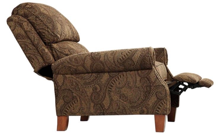 Beaumont Warm Brown Paisley Push-Thru Arm 3-Way Recliner