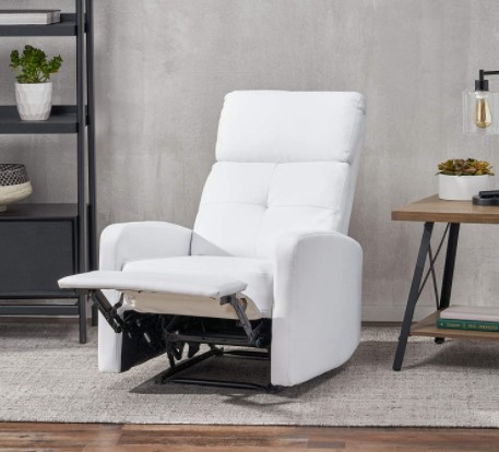 Great Deal Furniture Teyana White Leather Recliner Club Chair